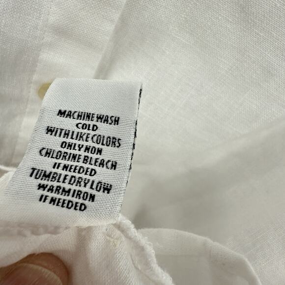 Habitat Clothes Button Tunic Top Large White Linen Blend Artsy Boxy Lagenlook - Picture 8 of 11